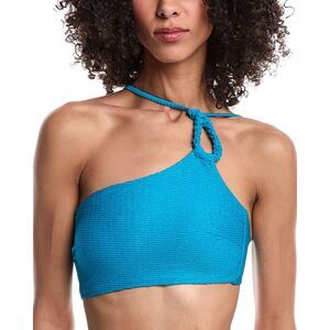 Milly Womens  Metallic Lux One-Shoulder Chain Bandeau Bikini Top, Blue